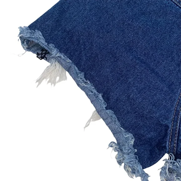 NUDE High Waist Distressed Cheeky Shorts, Size Small - Picture 5 of 11